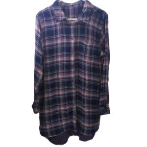 Silver Jeans Plaid Button Up Collared Long Sleeve Shirt Dress Wom